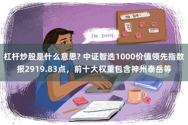 杠杆炒股是什么意思? 中证智选1000价值领先指数报2919.83点，前十大权重包含神州泰岳等