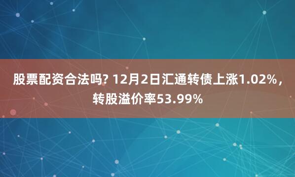 股票配资合法吗? 12月2日汇通转债上涨1.02%，转股溢价率53.99%