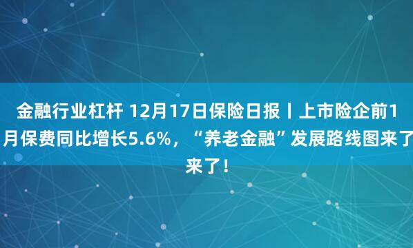 金融行业杠杆 12月17日保险日报丨上市险企前11月保费同比增长5.6%，“养老金融”发展路线图来了！