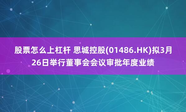 股票怎么上杠杆 思城控股(01486.HK)拟3月26日举行董事会会议审批年度业绩